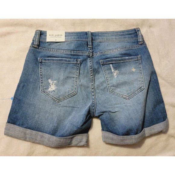 Kiki Larue Distressed Blue Jean Shorts - Picture 2 of 4